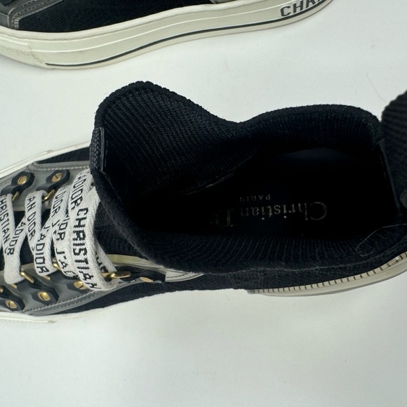 💯Authentic CHRISTIAN DIOR Knit Calfskin Womens Walk'N'Dior High Top Shoes 37.5 - Picture 7 of 9